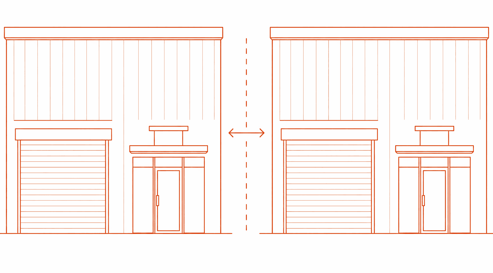 Two adjacent flex units that can combine into one larger space